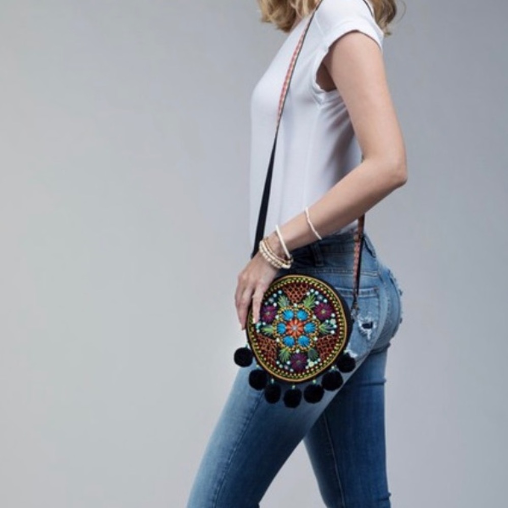LAST 1 🔥 Embroidered Tambourine Crossbody Bag - Picture 3 of 10